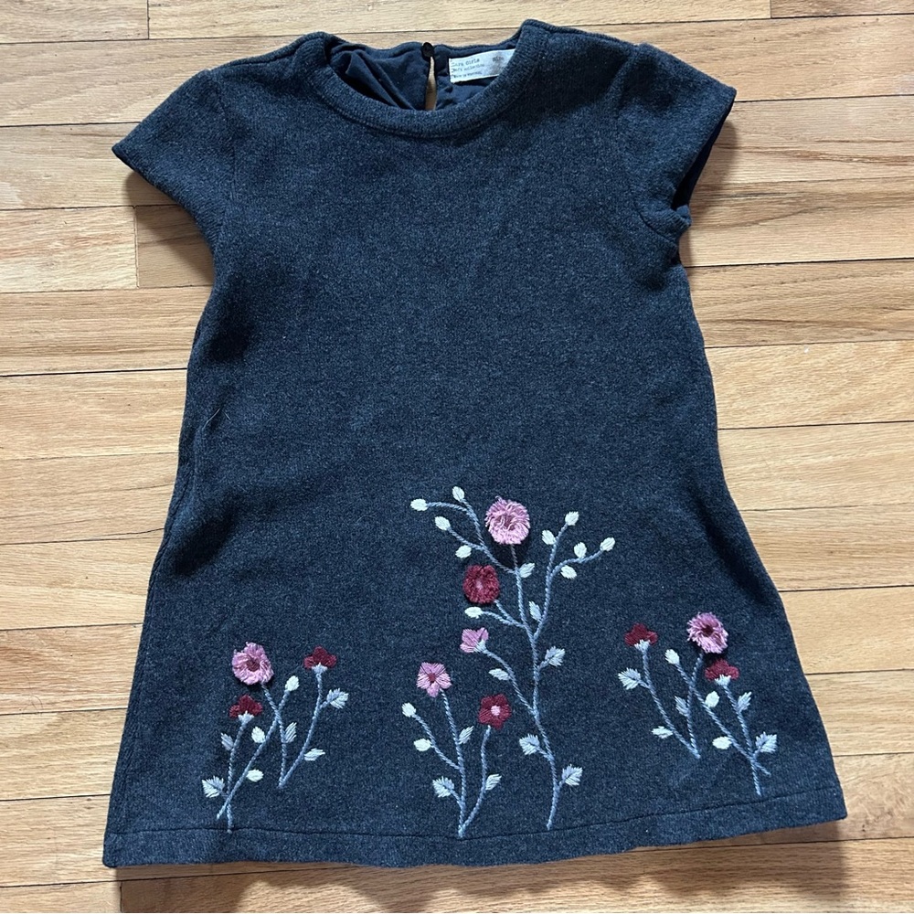 Girls Zara wool blend flower floral embroidered dress tunic 8 soft collection